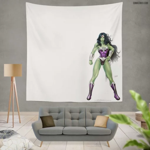 She-Hulk Marvel Green Powerhouse Comic Wall Tapestry