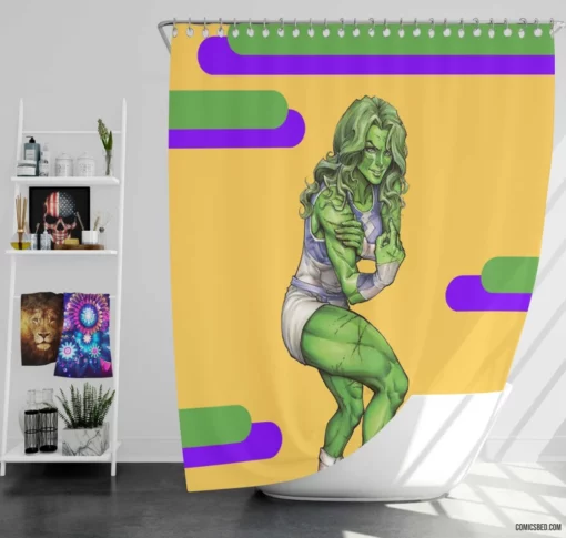 She-Hulk Marvel Legal Heroine Comic Shower Curtain