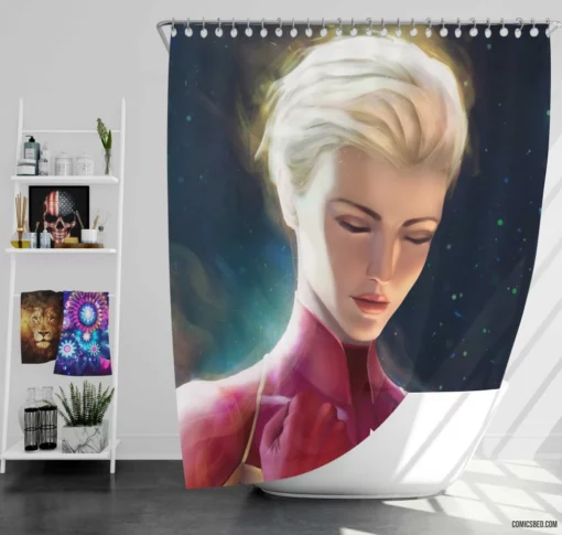 Short-Haired Powerhouse Marvel Captain Marvel Comic Shower Curtain