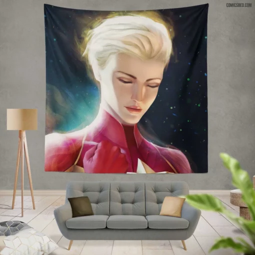 Short-Haired Powerhouse Marvel Captain Marvel Comic Wall Tapestry