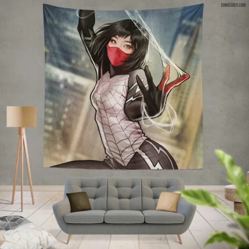 Silk Short Hair Marvel Heroine Comic Wall Tapestry