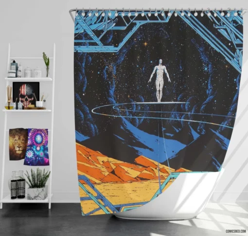 Silver Surfer Galactic Guardian Comic Shower Curtain