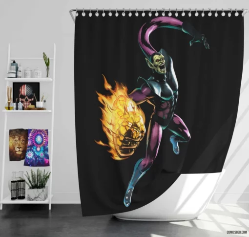 Skrull Shape-Shifting Invaders Comic Shower Curtain