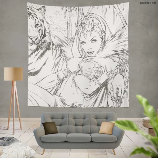 Snow Queen Enchanted Fantasy Comic Wall Tapestry