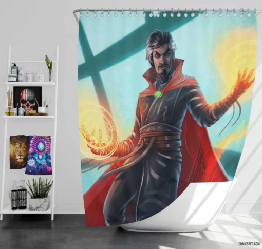 Sorcerer Supreme Unleashed Doctor Strange Comic Shower Curtain