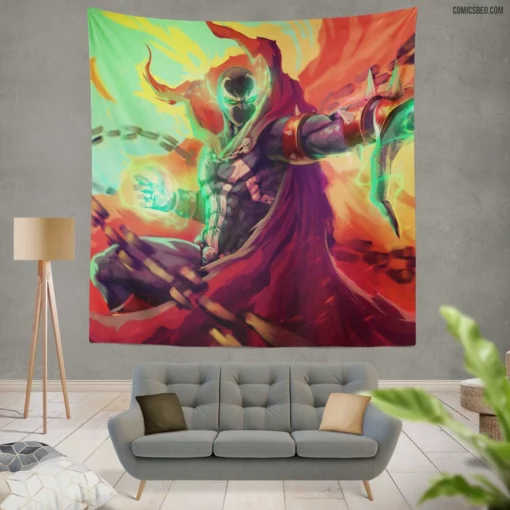 Spawn Dark and Mysterious Antihero Comic Wall Tapestry