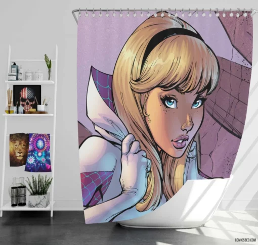 Spider-Gwen Arachnid Adventures Comic Shower Curtain