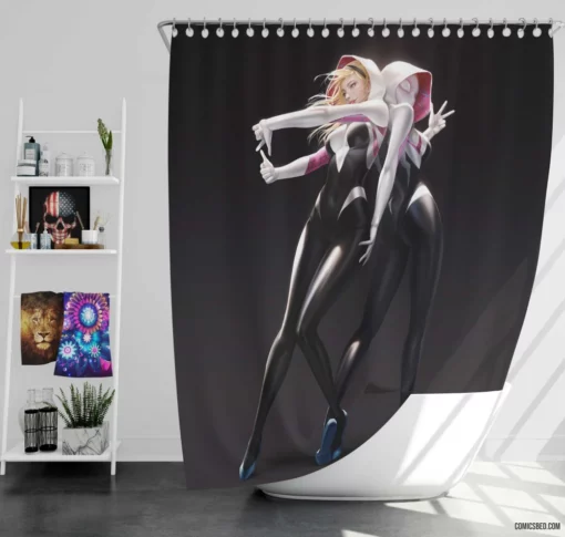 Spider-Gwen Blonde Marvel Arachnid Hero Comic Shower Curtain