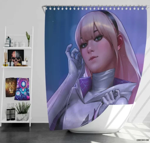 Spider-Gwen Chronicles Alt-Universe Heroine Comic Shower Curtain