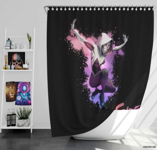 Spider-Gwen Chronicles Arachnid Adventures Comic Shower Curtain