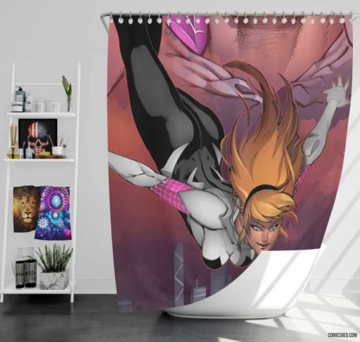 Spider-Gwen Chronicles Dynamic Arachnid Comic Shower Curtain