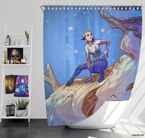 Spider-Gwen Chronicles Rock n Roll Hero Comic Shower Curtain