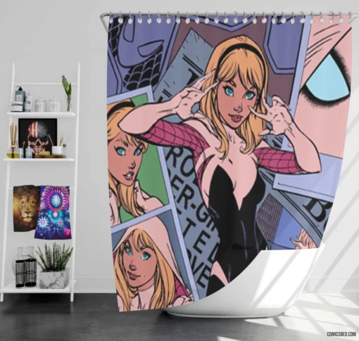 Spider-Gwen Chronicles Web-Slinger Tale Comic Shower Curtain