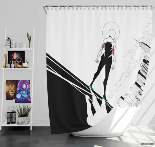 Spider-Gwen Chronicles Web-Slinging Heroine Comic Shower Curtain