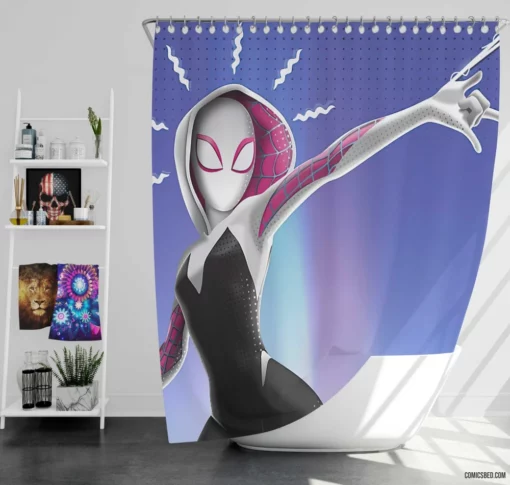 Spider-Gwen Gwen Stacy Adventure Comic Shower Curtain