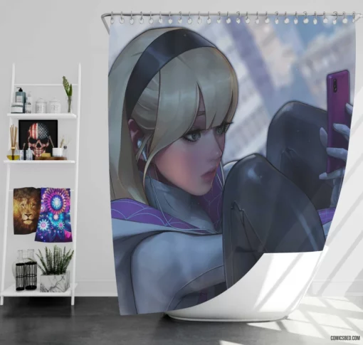 Spider-Gwen Gwen Stacy Adventures Comic Shower Curtain