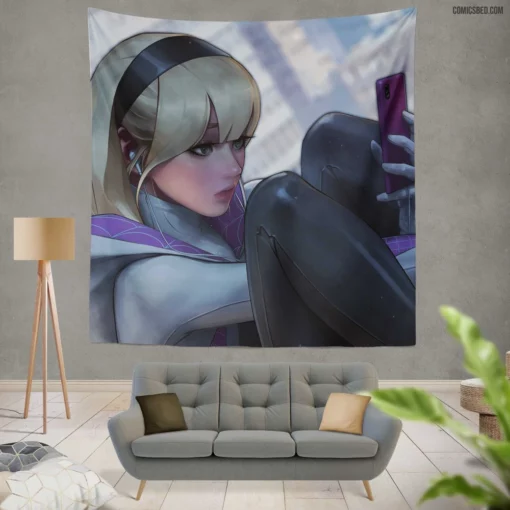 Spider-Gwen Gwen Stacy Adventures Comic Wall Tapestry