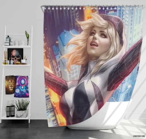 Spider-Gwen Marvel Web-Slinger Comic Shower Curtain