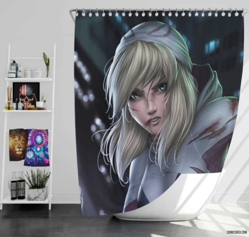 Spider-Gwen Marvel Web-Swinging Icon Comic Shower Curtain