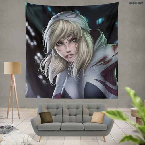 Spider-Gwen Marvel Web-Swinging Icon Comic Wall Tapestry