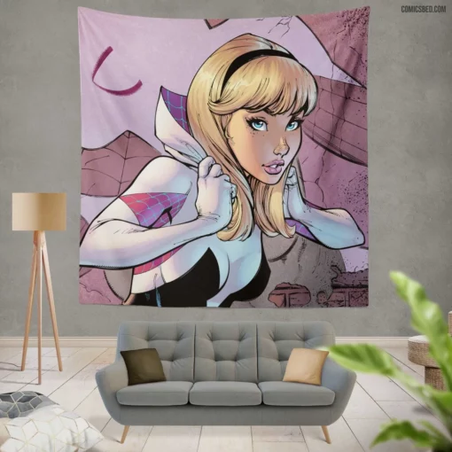 Spider-Gwen Rock n Roll Vigilante Comic Wall Tapestry