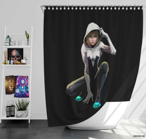 Spider-Gwen Wall-Crawling Hero Comic Shower Curtain