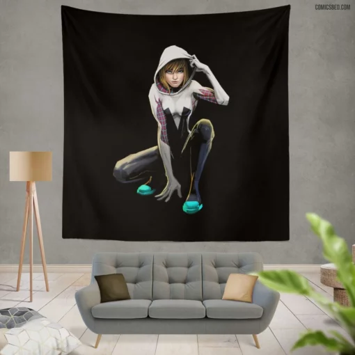 Spider-Gwen Wall-Crawling Hero Comic Wall Tapestry