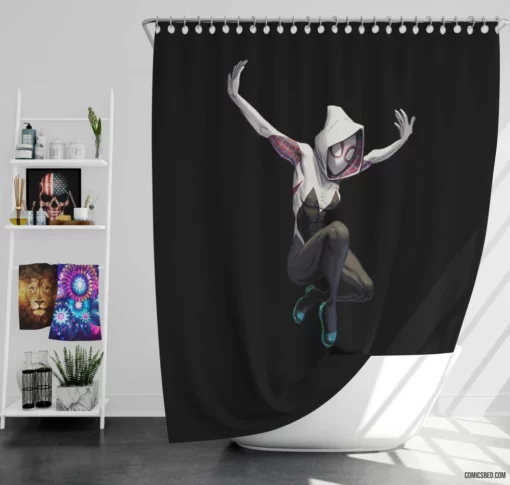 Spider-Gwen Wall-Crawling Tale Comic Shower Curtain