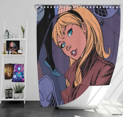 Spider-Gwen Web-Slinging Adventures Comic Shower Curtain