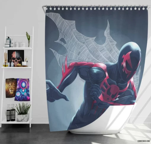 Spider-Man 2099 Futuristic Web-Slinger Comic Shower Curtain