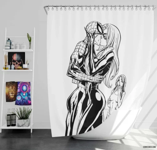 Spider-Man & Black Cat Mary Jane Watson Comic Shower Curtain