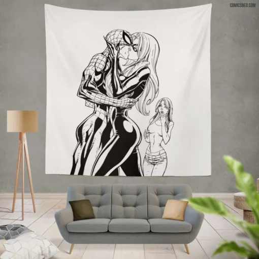 Spider-Man & Black Cat Mary Jane Watson Comic Wall Tapestry