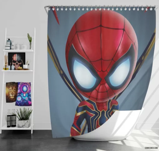 Spider-Man Chibi Iron Spider Marvel Duo Comic Shower Curtain