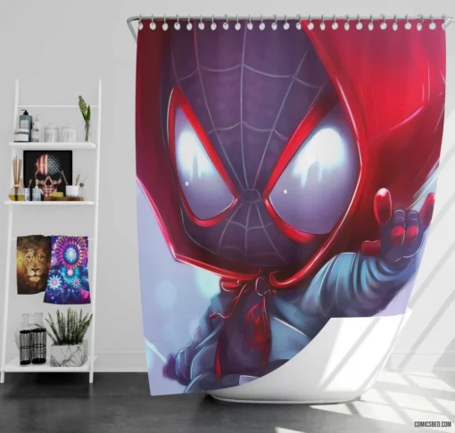 Spider-Man Chibi Marvel Mini Hero Comic Shower Curtain