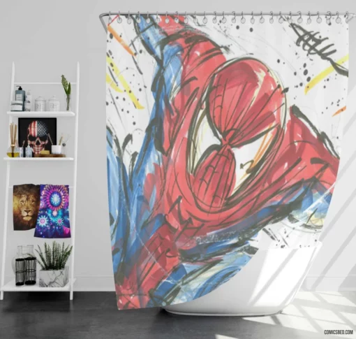 Spider-Man Chronicles Amazing Adventures Comic Shower Curtain