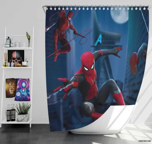 Spider-Man Daredevil Marvel Duo Comic Shower Curtain
