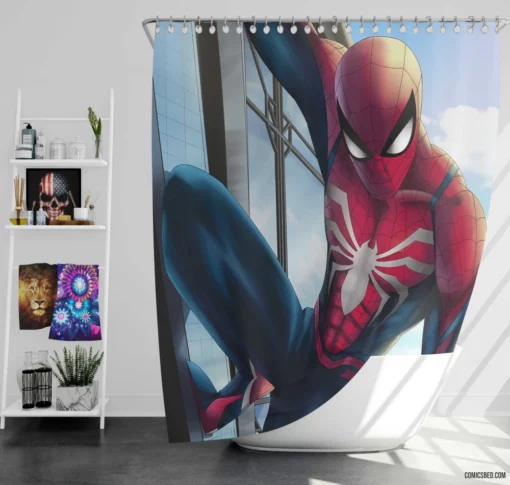 Spider-Man Guardian of the Big Apple Comic Shower Curtain