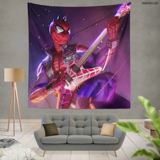 Spider-Man Guitar Marvel Hero Comic Wall Tapestry