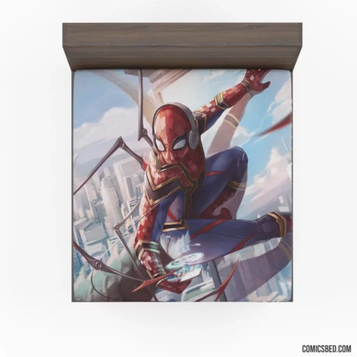 Spider-Man Iron Spider Dual Identity Comic Fitted Sheet 1