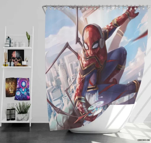 Spider-Man Iron Spider Dual Identity Comic Shower Curtain