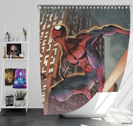 Spider-Man Marvel Adventures Epic Heroics Comic Shower Curtain