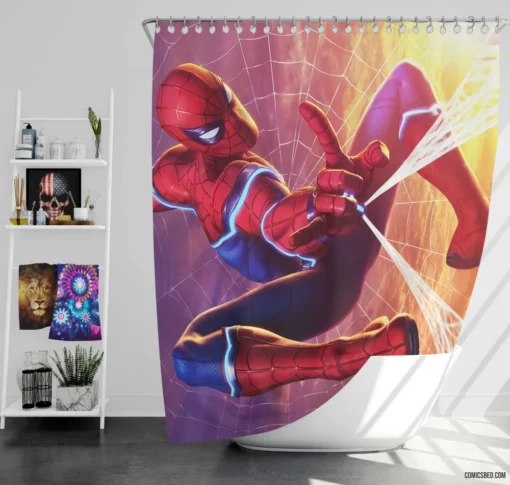 Spider-Man Marvel Adventures Unfold Comic Shower Curtain