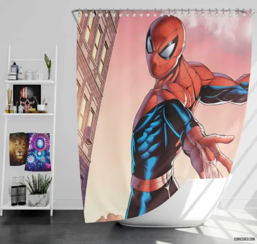 Spider-Man Marvel Adventures Unstoppable Hero Comic Shower Curtain