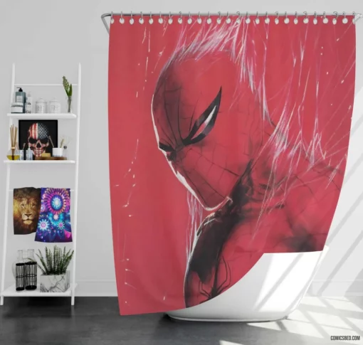 Spider-Man Marvel Saga Heroic Exploits Comic Shower Curtain