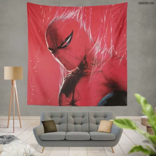 Spider-Man Marvel Saga Heroic Exploits Comic Wall Tapestry