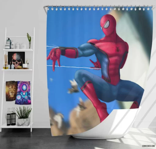 Spider-Man Marvelous Adventures Heroic Exploits Comic Shower Curtain