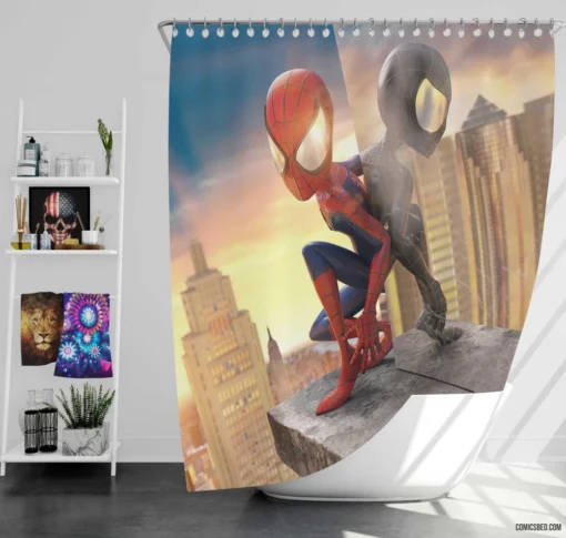 Spider-Man Marvelous Feats Epic Exploits Comic Shower Curtain