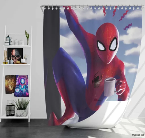 Spider-Man Marvelous Feats Unveiled Comic Shower Curtain