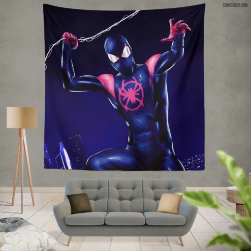Spider-Man Miles Morales Heroic Tale Comic Wall Tapestry