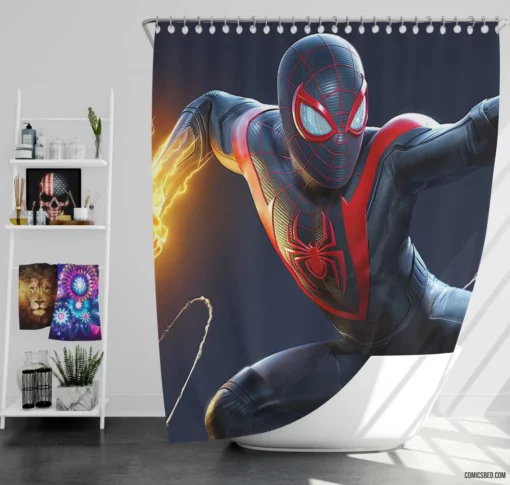 Spider-Man Miles Morales Web-Slinger Comic Shower Curtain